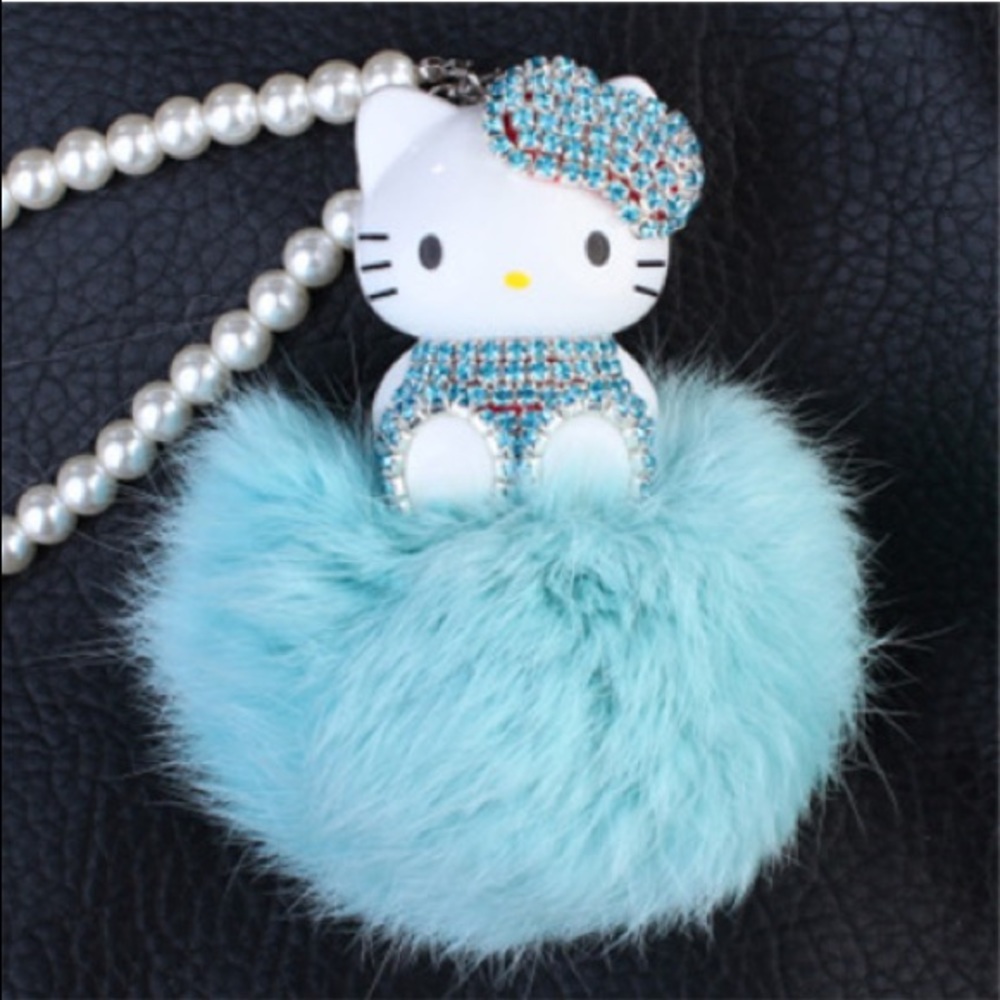 Rhinestone Hello Kitty Pompom Dangler - Picture 7 of 10